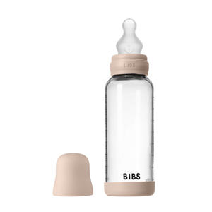Glazen Babyfles - 240 ml - Blush - met silicone speen en opvouwbare trechtertje
