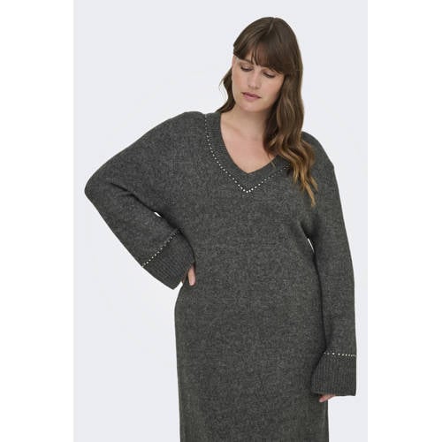ONLY CARMAKOMA mini jurk gebreid grijs afbeelding