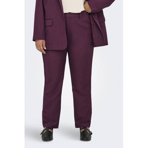 ONLY CARMAKOMA regular waist casual broek donkerrood afbeelding
