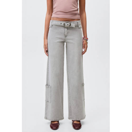 MANGO TEEN wide leg jeans grey denim afbeelding