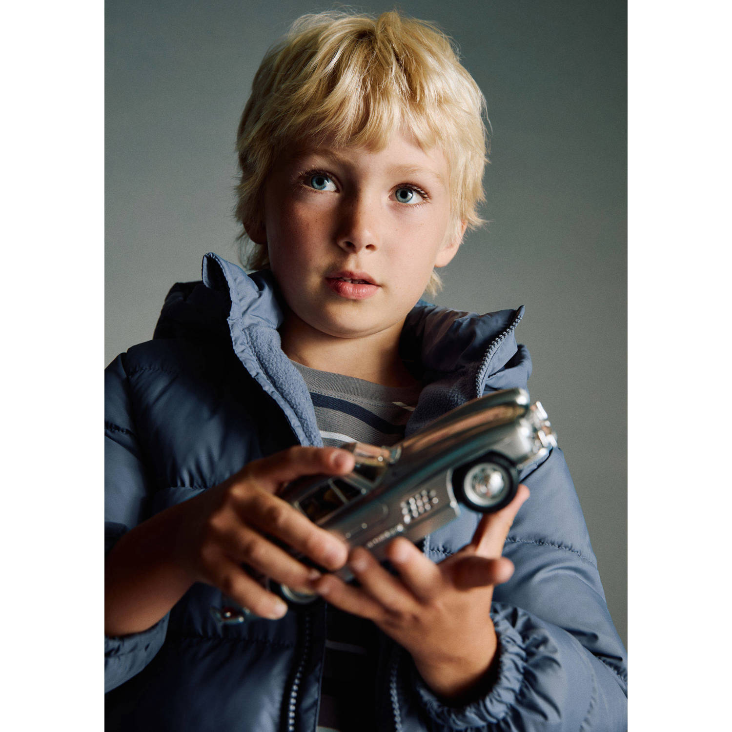 Mango Kids gewatteerde jas winter lichtblauw