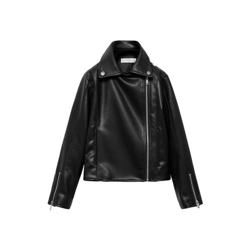 Mango Kids imitatieleren jasje herfst zwart afbeelding