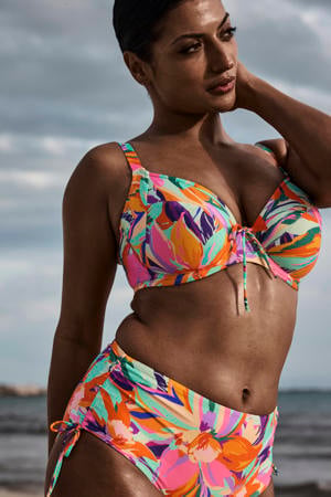 niet-voorgevormde beugel bikinitop Varadeo rood/oranje/turquoise