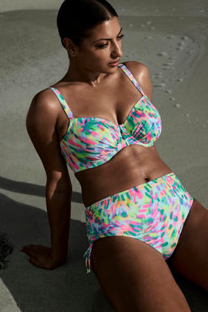 high waist bikinibroekje Douala lichtblauw/roze