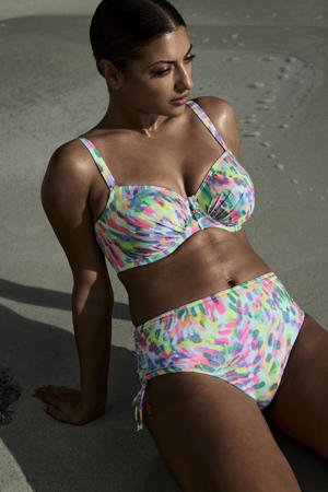 high waist bikinibroekje Douala lichtblauw/roze
