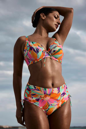 high waist bikinibroekje Varadeo rood/oranje/turquoise