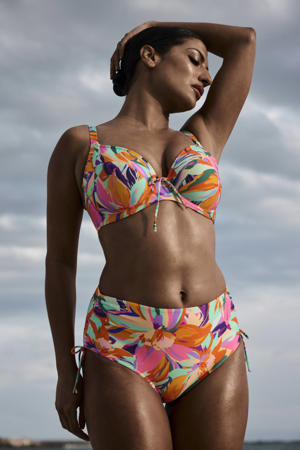 high waist bikinibroekje Varadeo rood/oranje/turquoise