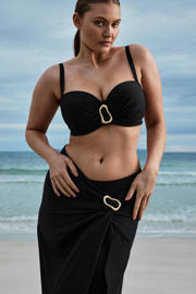 thumbnail: PrimaDonna Twist Uvita voorgevormde strapless beugel bikinitop - zwart