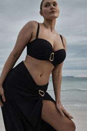 thumbnail: PrimaDonna Twist Uvita voorgevormde strapless beugel bikinitop - zwart