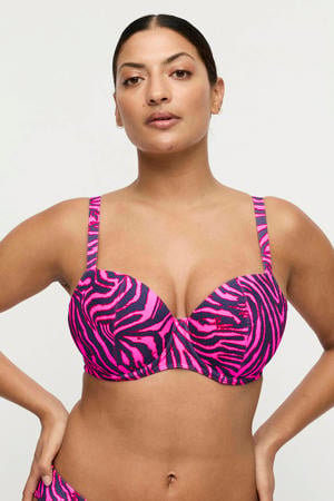 voorgevormde beugel bikinitop Malabo roze/donkerblauw