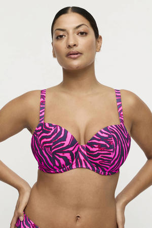voorgevormde beugel bikinitop Malabo roze/donkerblauw
