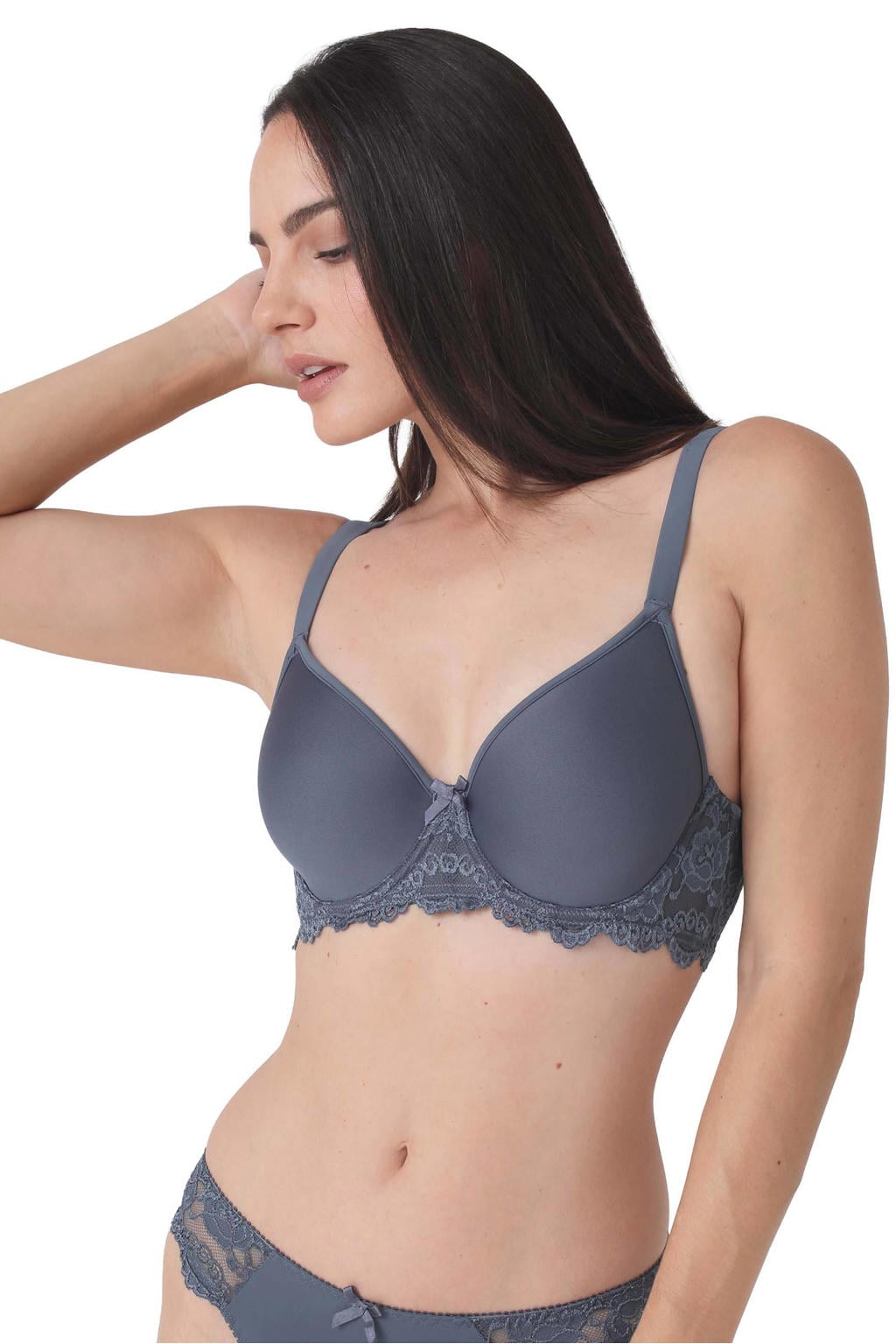Sassa Mode voorgevormde T-shirt-bh met beugel Classic Lace grijsblauw