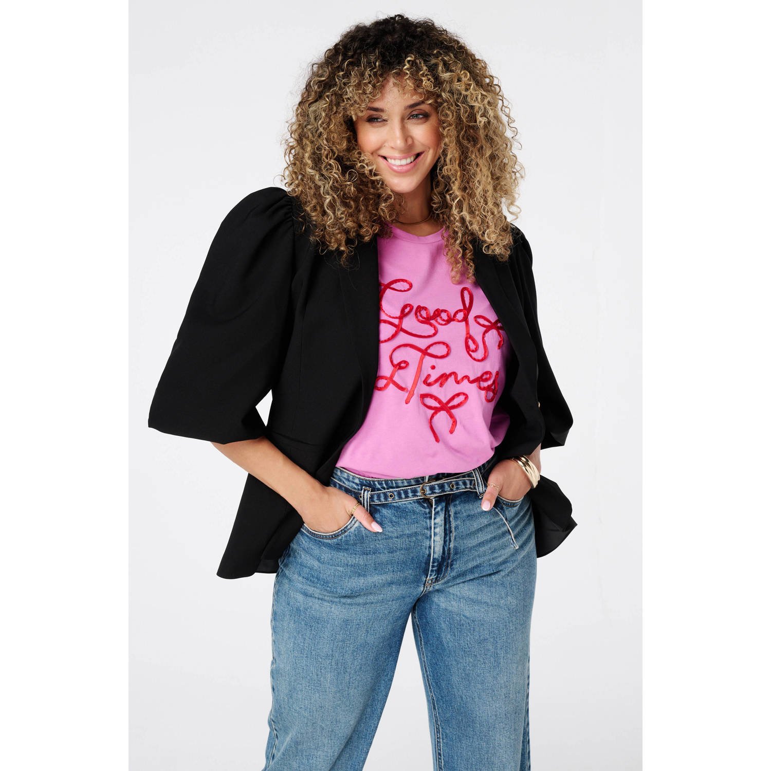 MS Mode regular blazer zwart