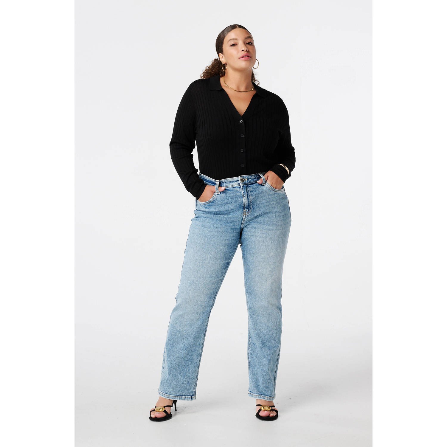 MS Mode cardigan zwart fijn gebreid