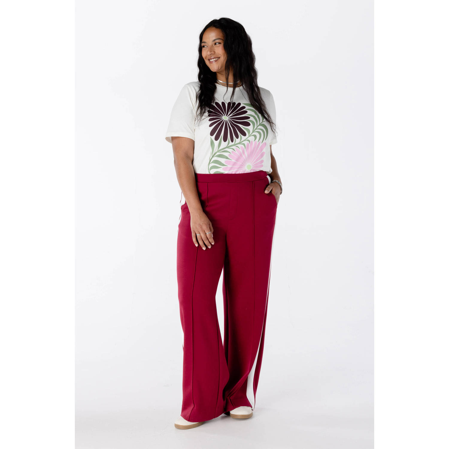 MS Mode wide leg regular waist broek rood