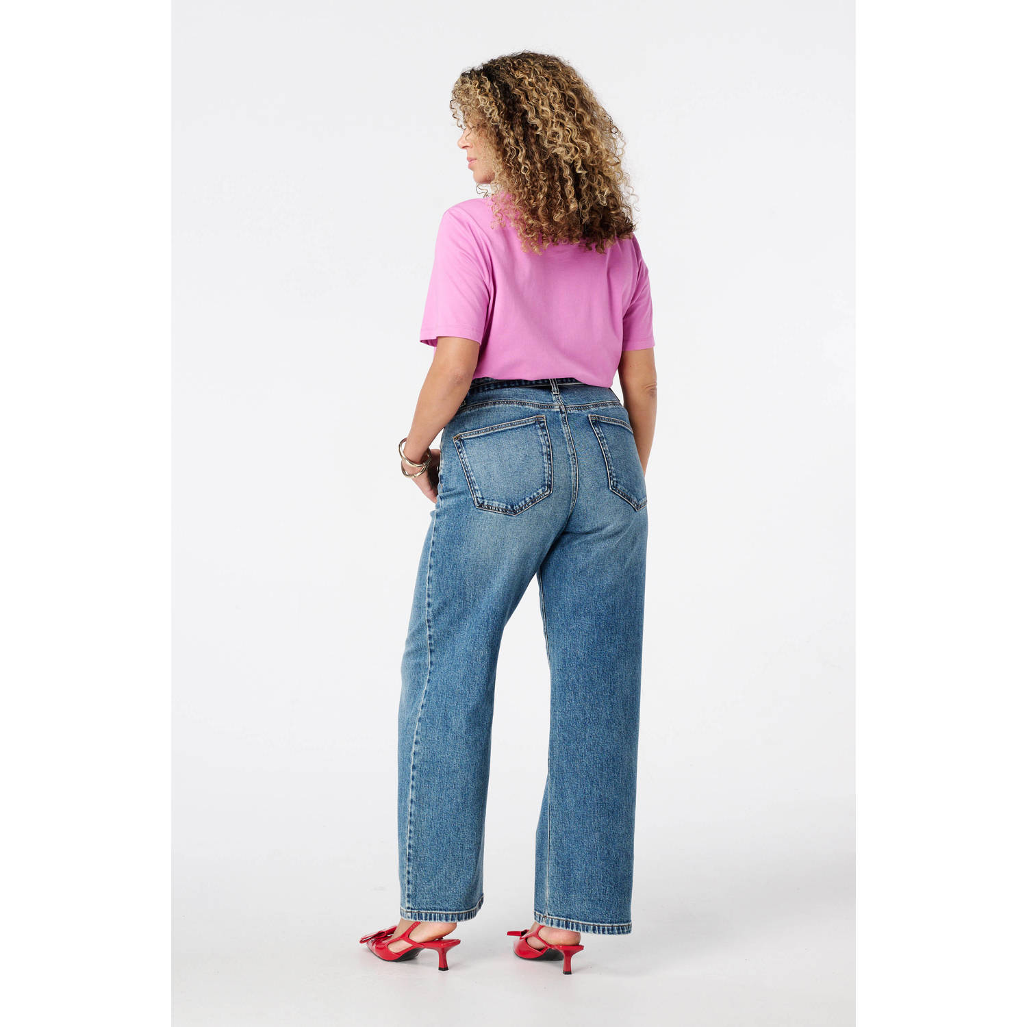 MS Mode wide leg jeans medium blue denim