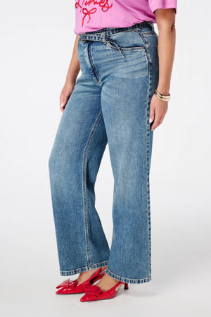 wide leg jeans medium blue denim