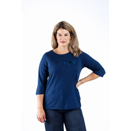 Paprika top donkerblauw met pailletten afbeelding
