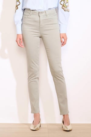 slim high waist broek lichtkaki