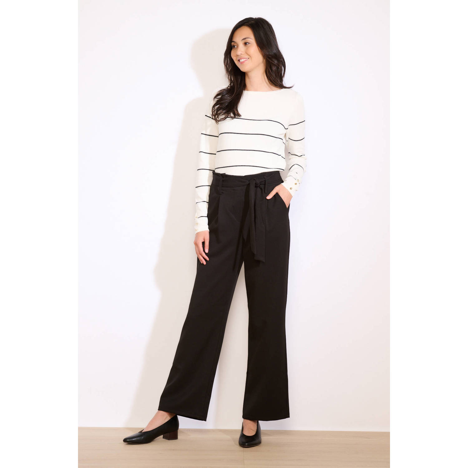 LOLALIZA wide leg regular waist broek zwart