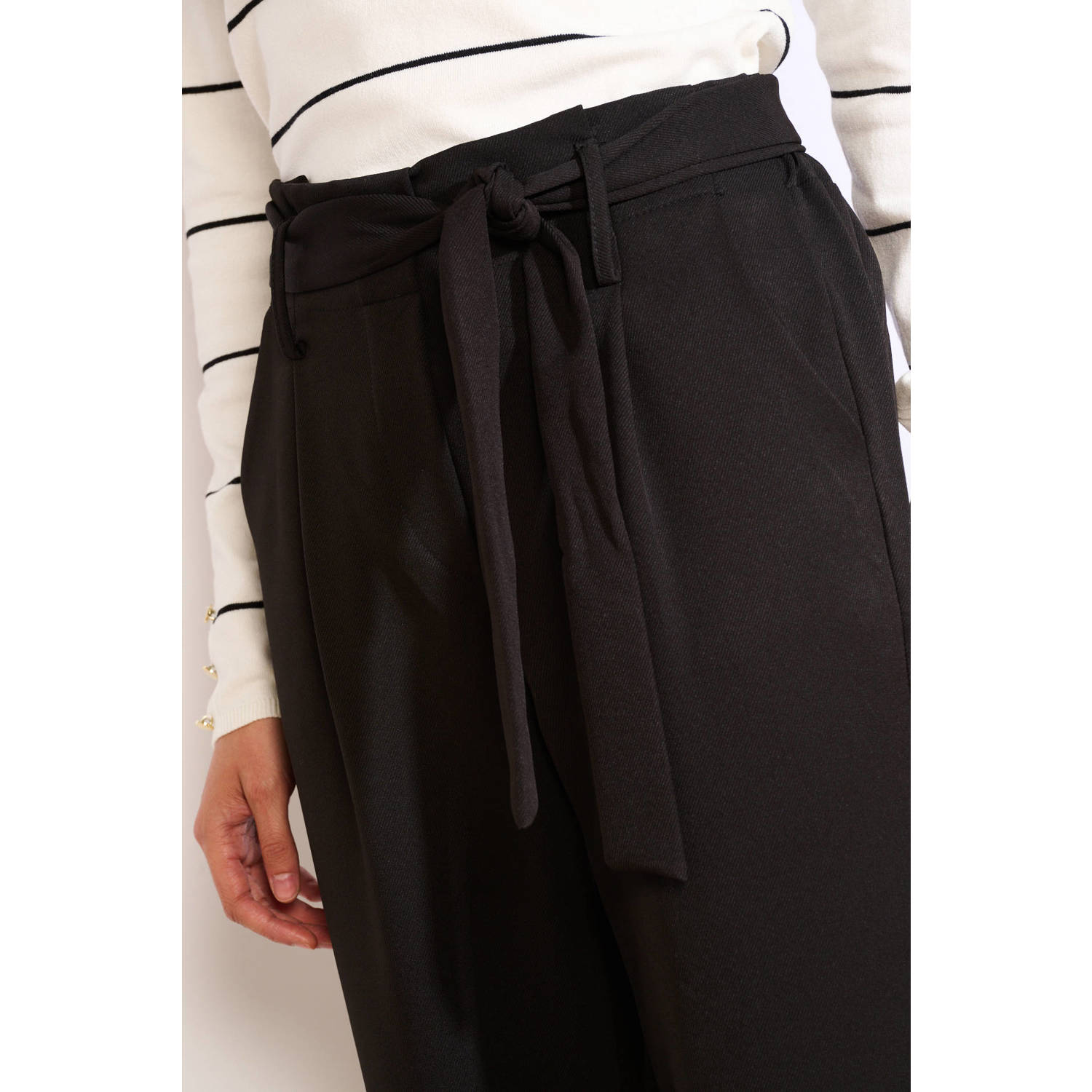 LOLALIZA wide leg regular waist broek zwart