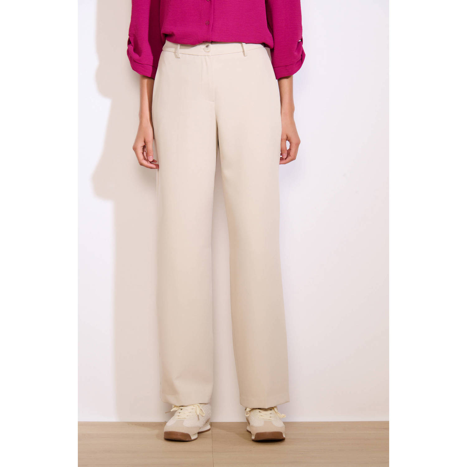 LOLALIZA wide leg high waist pantalon ecru