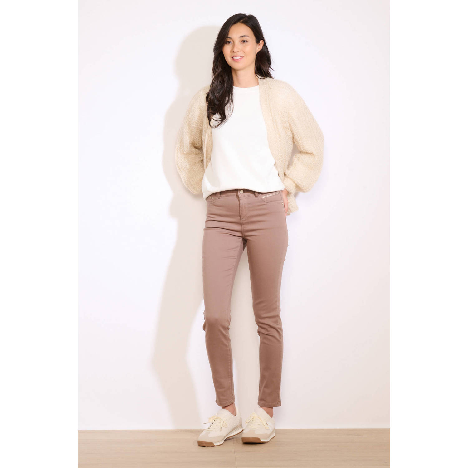 LOLALIZA slim high waist broek taupe