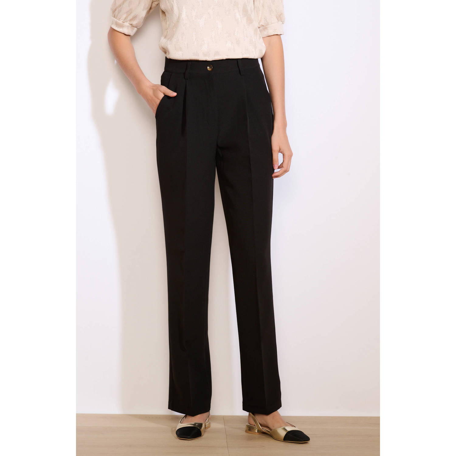 LOLALIZA straight regular waist broek zwart