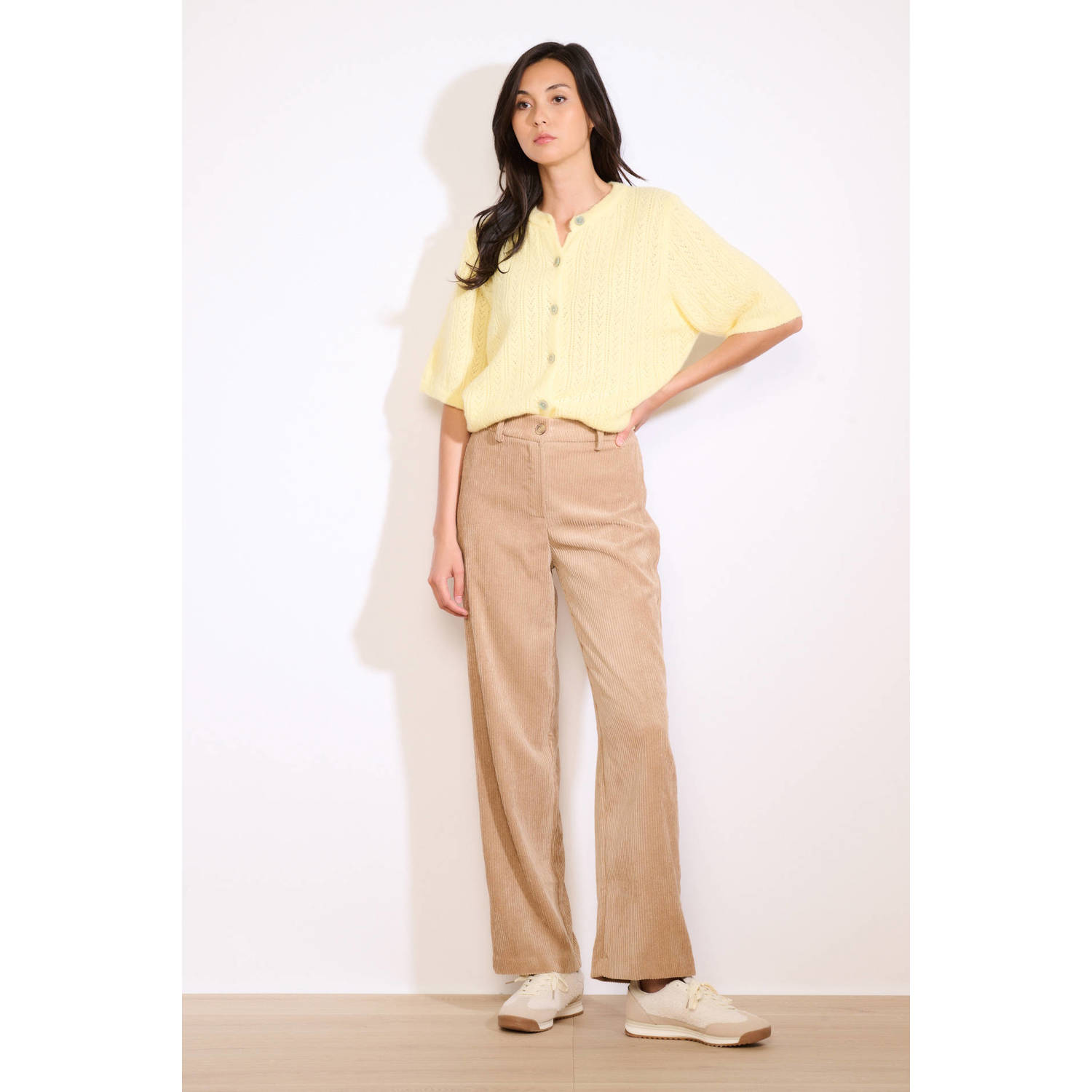 LOLALIZA corduroy mom high waist broek camel