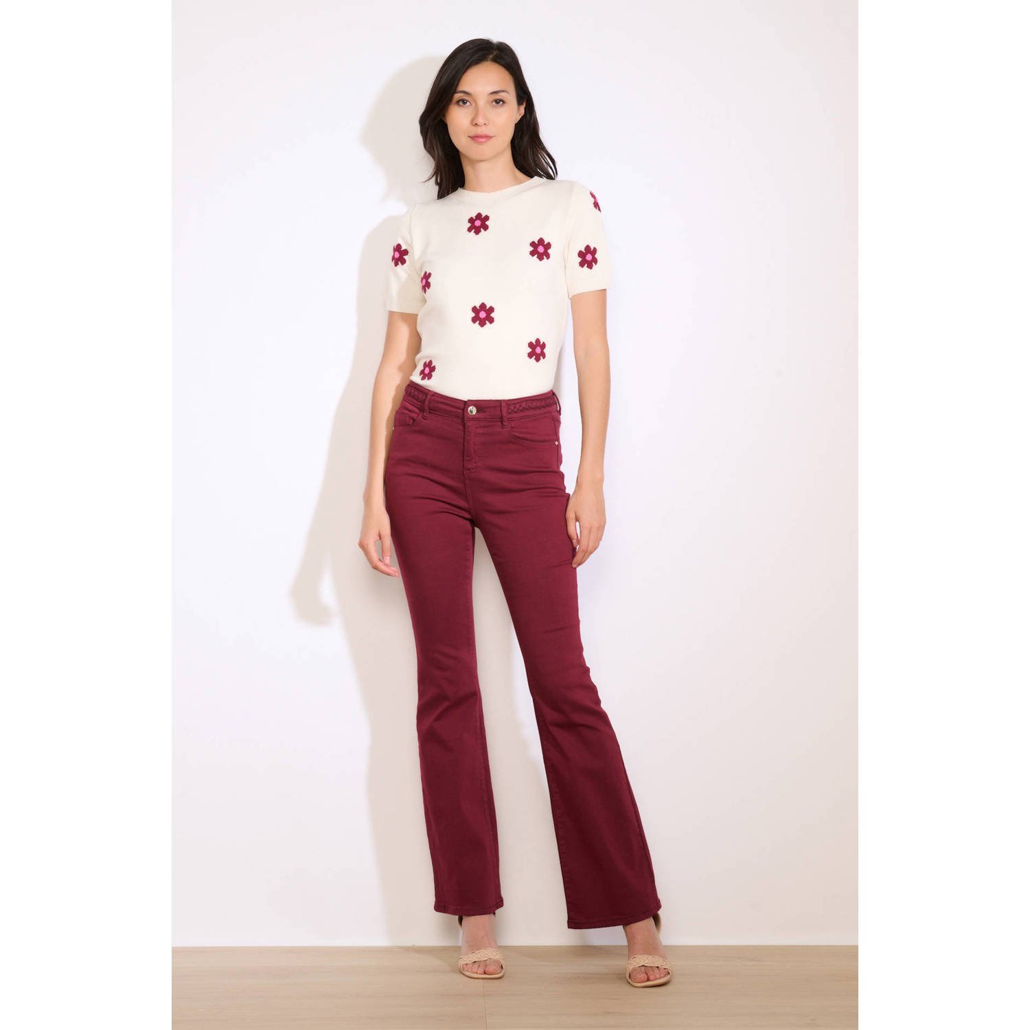 LOLALIZA flared jeans donkerrood