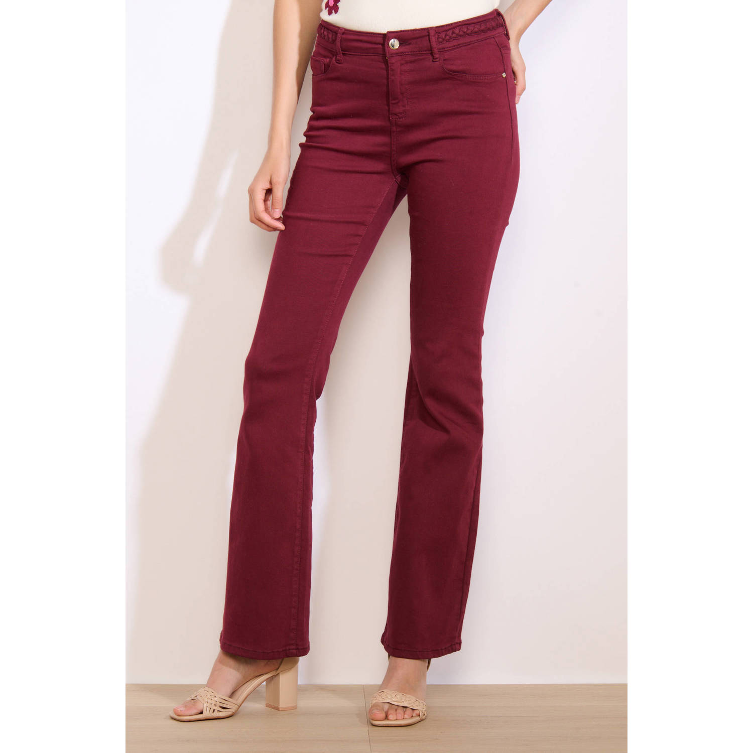 LOLALIZA flared jeans donkerrood
