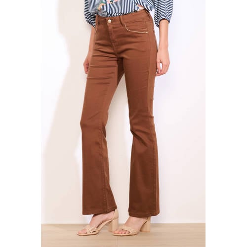 LOLALIZA flared regular waist flared broek bruin afbeelding