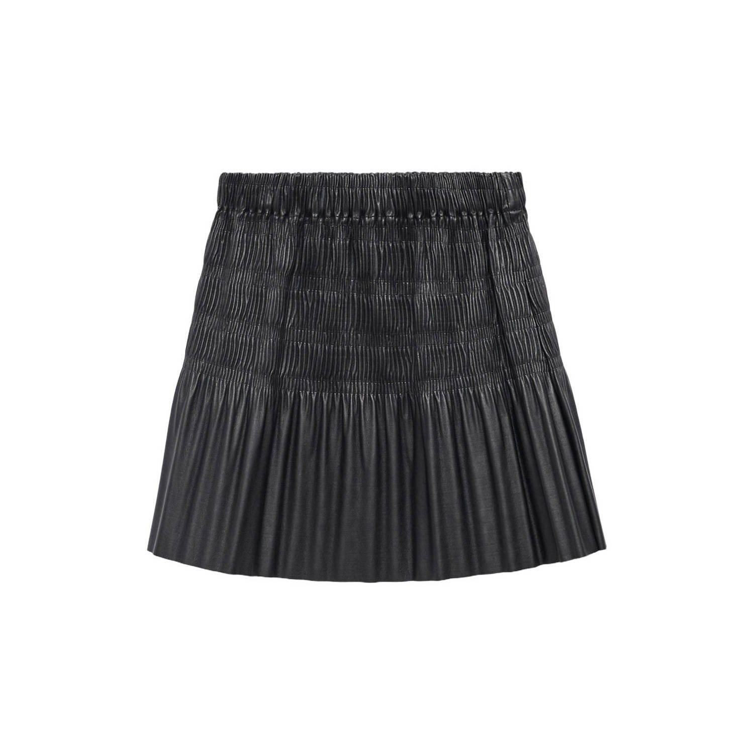 Mango Kids imitatieleren rok zwart