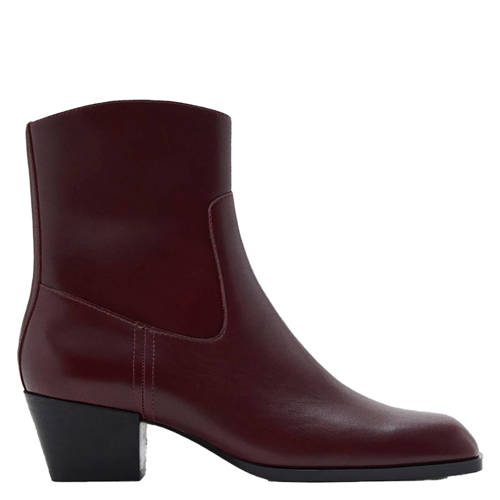 Mango leren enkellaarzen bordeaux afbeelding