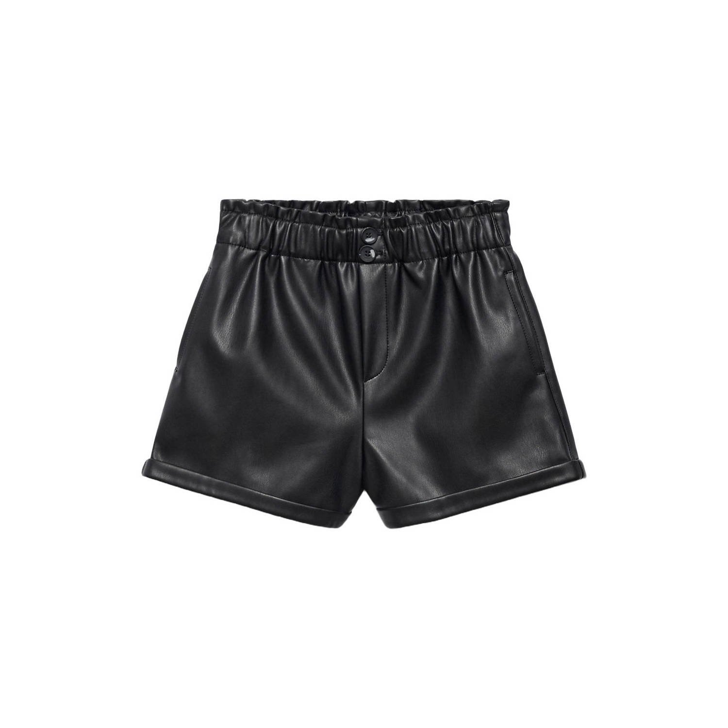 Mango Kids imitatieleren casual short zwart