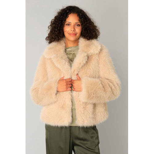 Yest faux fur jas beige afbeelding