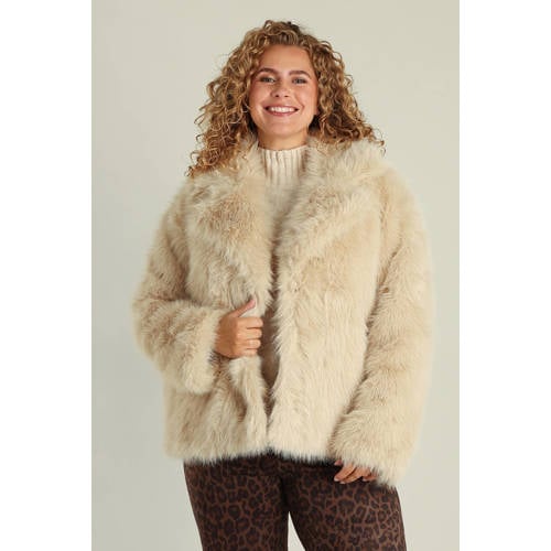 Yest Curve faux fur jas beige afbeelding