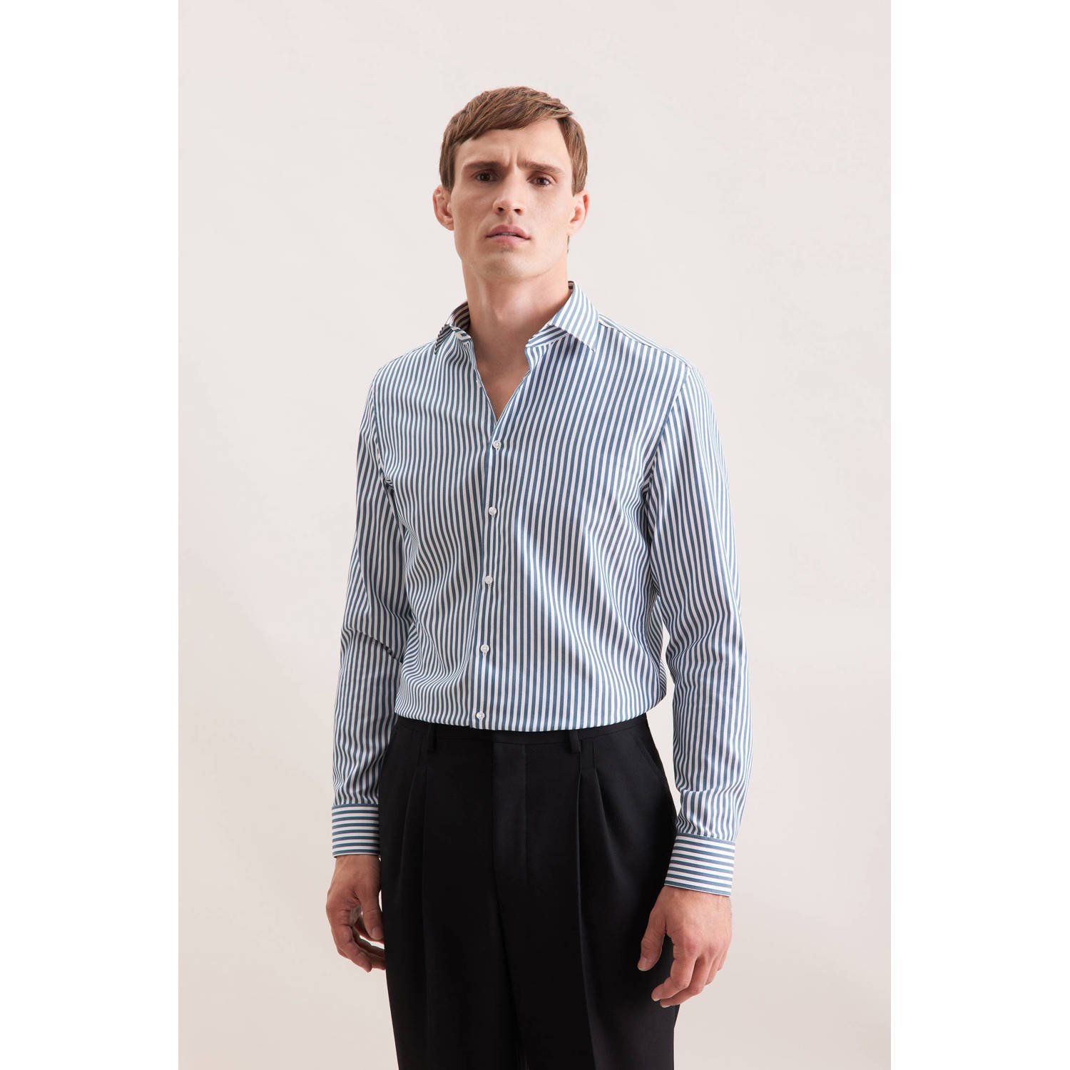 Seidensticker casual overhemd blauw