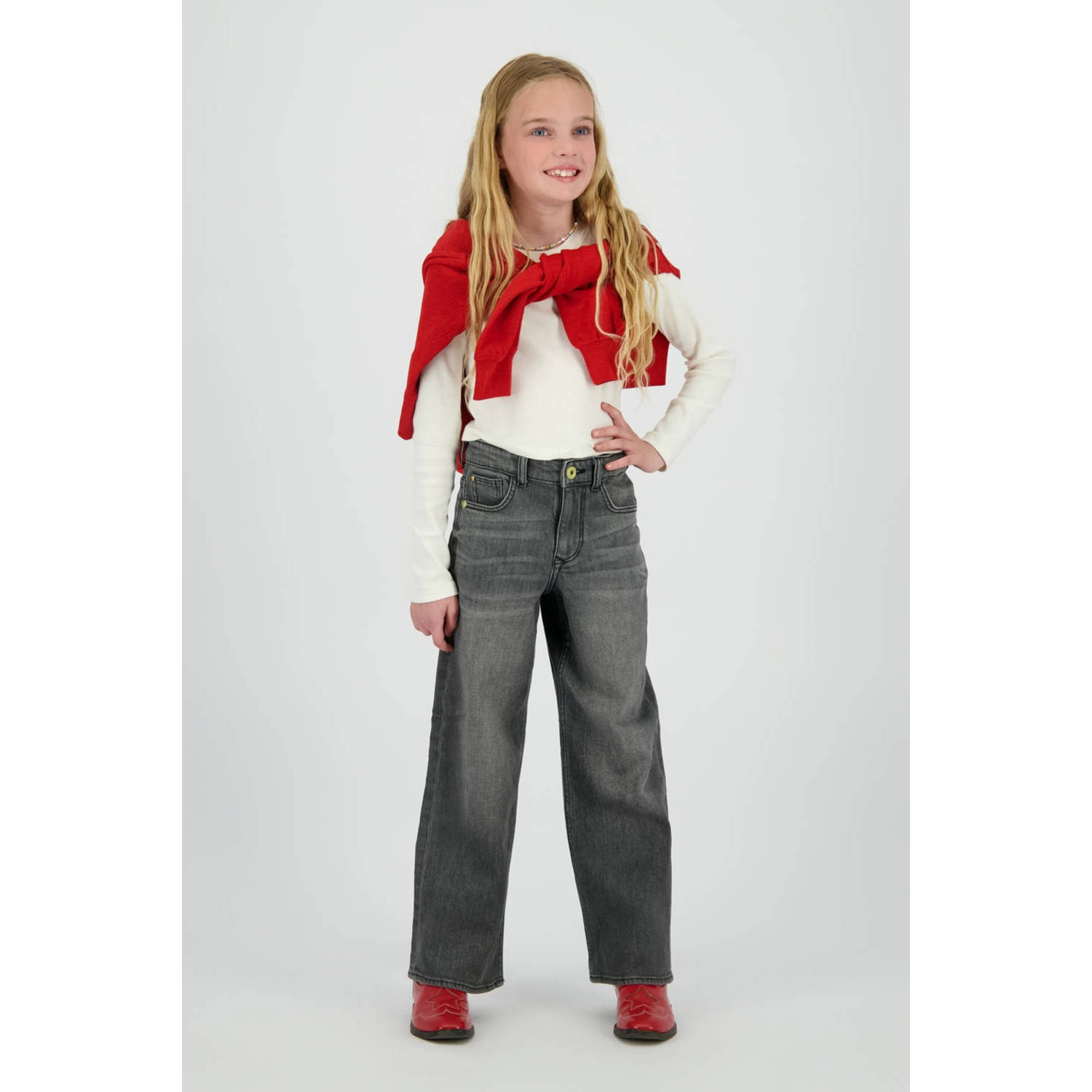 Vingino high waist wide leg jeans grey denim