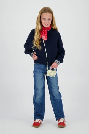 high waist wide leg jeans dark blue denim