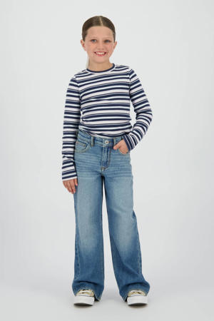 high waist wide leg jeans medium blue denim