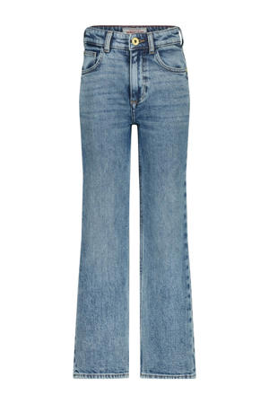 high waist wide leg jeans medium blue denim