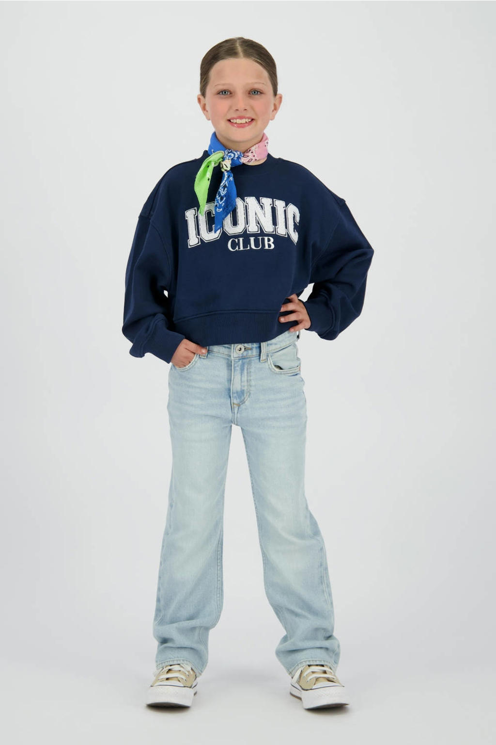 Light blue denim meisjes Vingino relaxed regular waist regular fit jeans van denim met effen