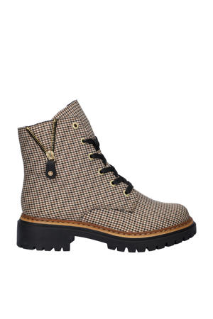 gevoerde veterboots beige multi