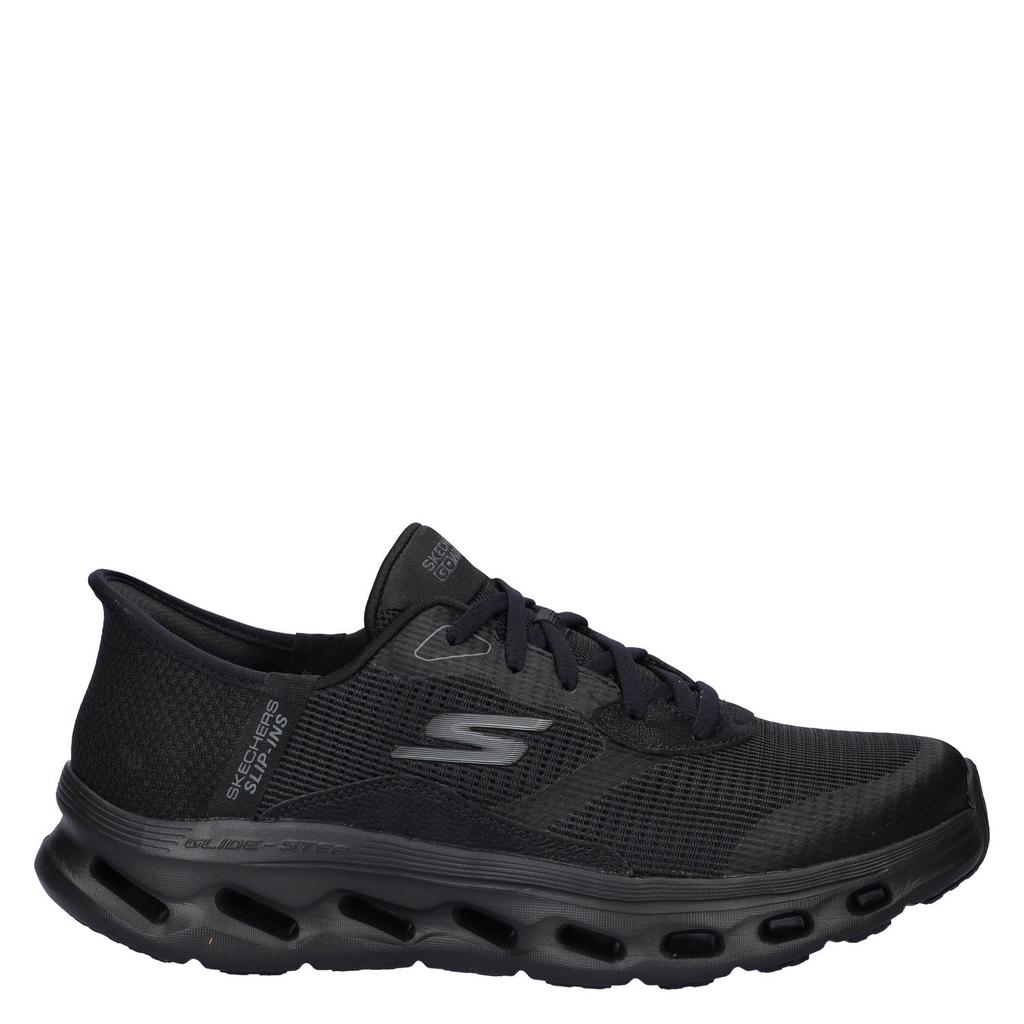 Zwarte dames Skechers Hands Free Slip-Ins Go Walk Glid-Step 2.0 sneakers van textiel met elastische veters
