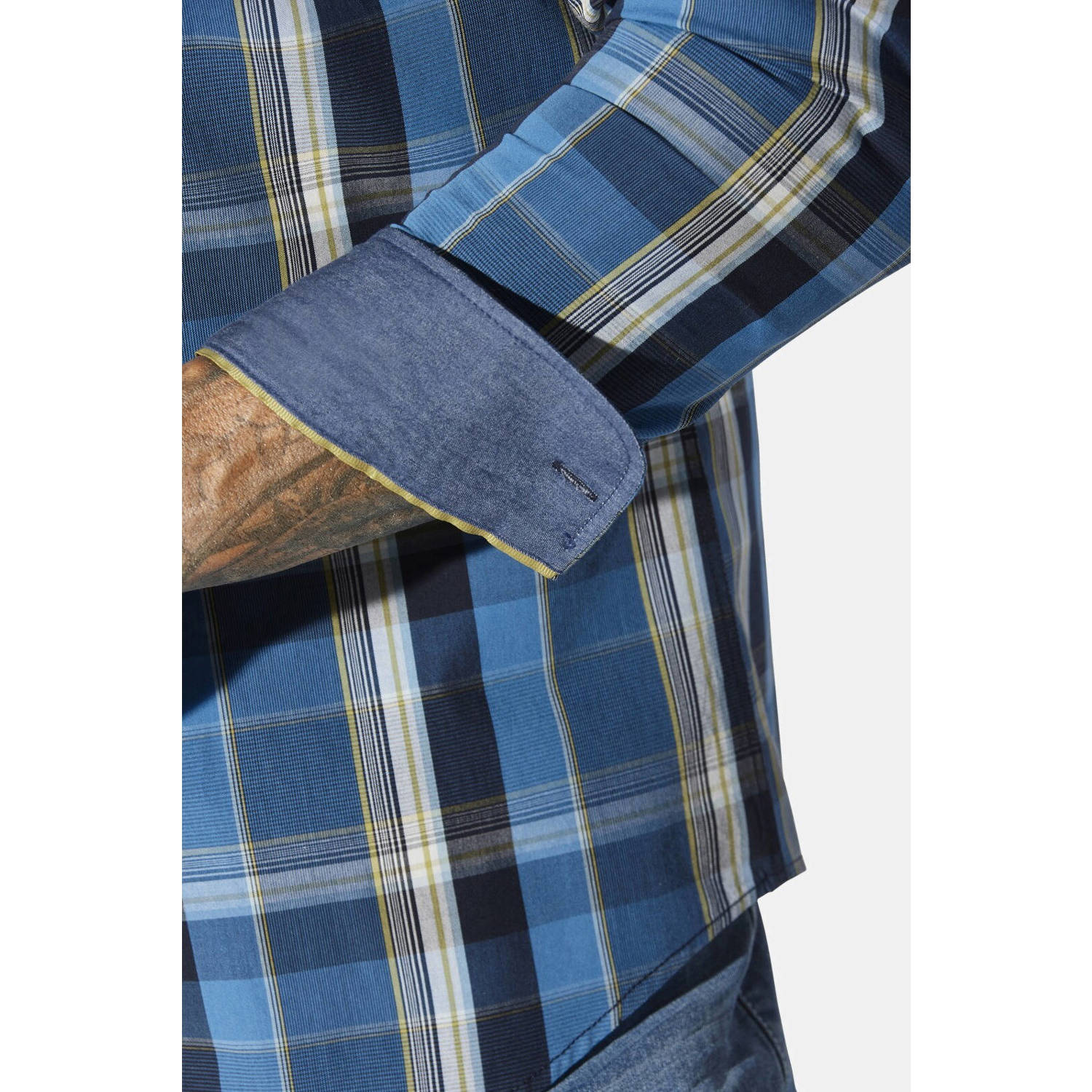 Jan Vanderstorm casual overhemd JORVAR Plus Size donkerblauw