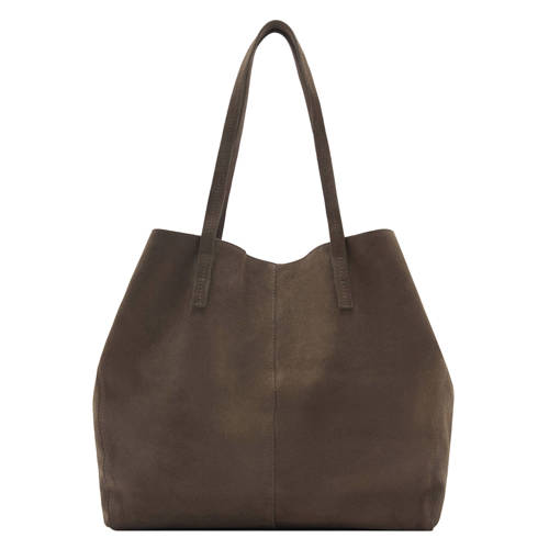 Mango suede shopper kaki afbeelding