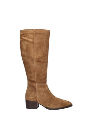 suède hoge laarzen camel