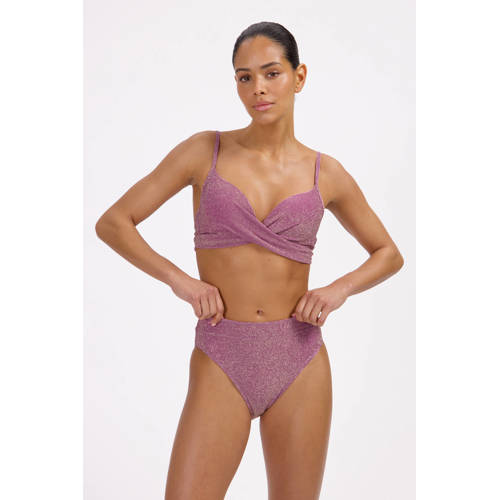 Beachlife high waist bikinibroekje met lurex oudroze afbeelding