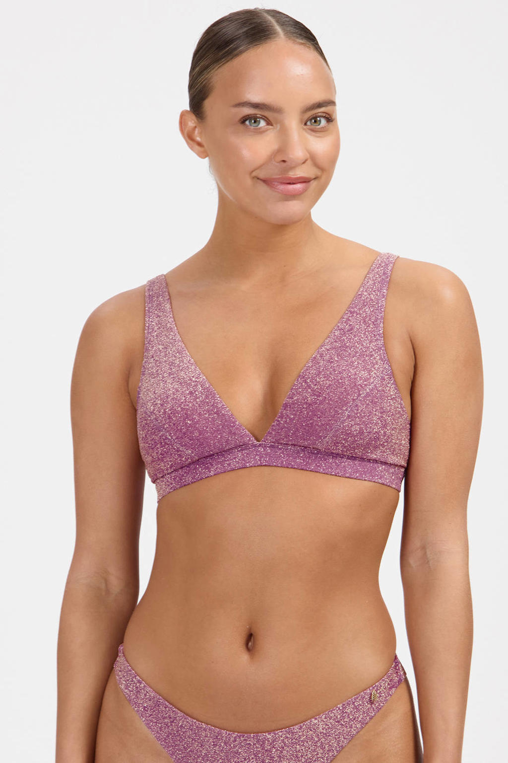 Beachlife Limited voorgevormde bikinitop met lurex mauve